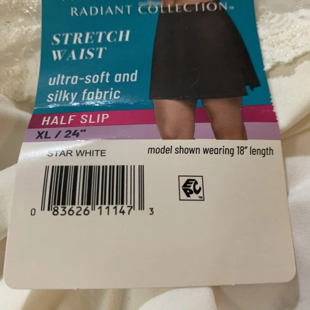 Vanity Fair Half Slip XL 24” Star White Lace Waist NWT - Picture 5 of 6